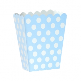 Mini Caja para Palomitas Azul con Lunares Blancos - Miles de Fiestas