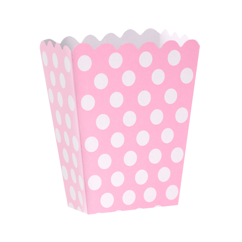 Mini Caja para Palomitas Rosa con Lunares Blancos - Miles de Fiestas