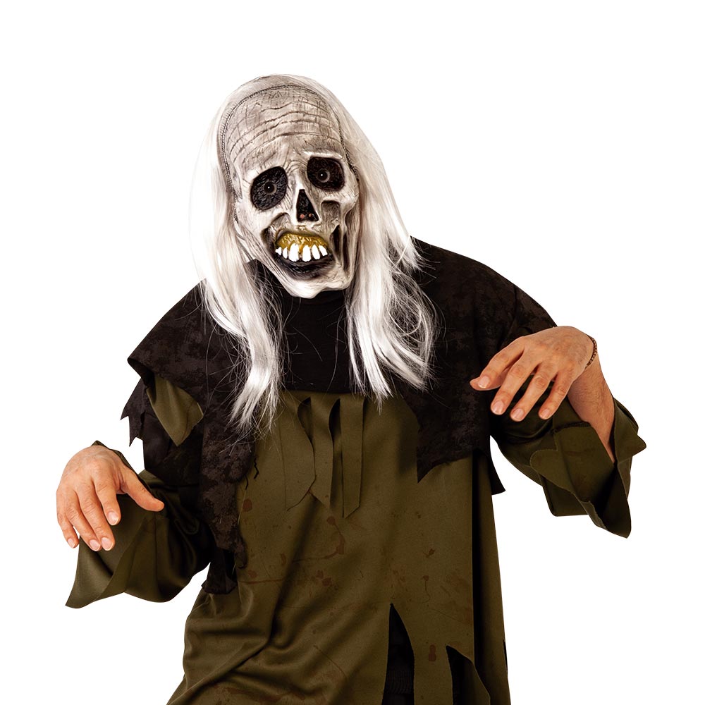 Máscara Zombie Esqueleto con Peluca