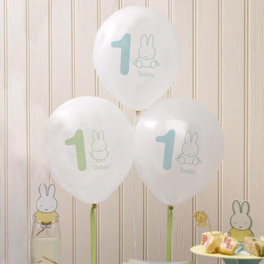 Pack de 8 globos 1 Año Baby Miffy