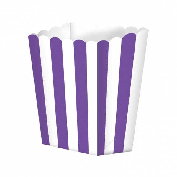Pack de 5 cajitas para palomitas violetas y blancas