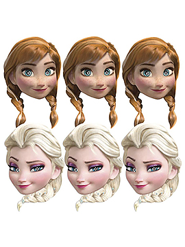 Set de 6 Caretas Elsa y Anna Frozen