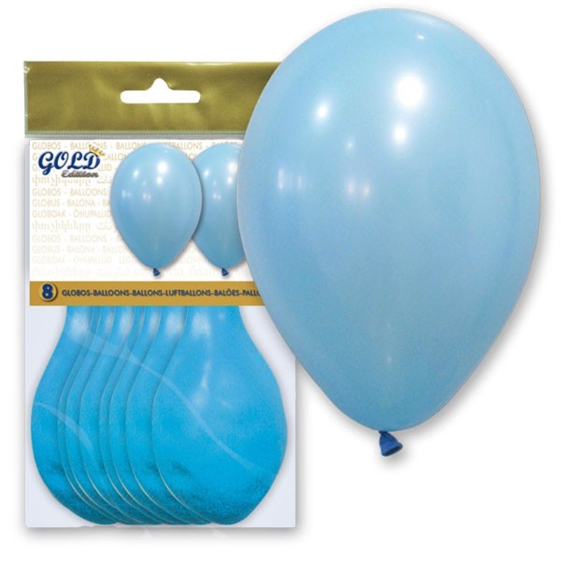 Pack de 8 globos Celeste Pastel