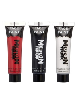 Set pintura facial Halloween Moon Terror rojo negro blanco maquillaje SFX