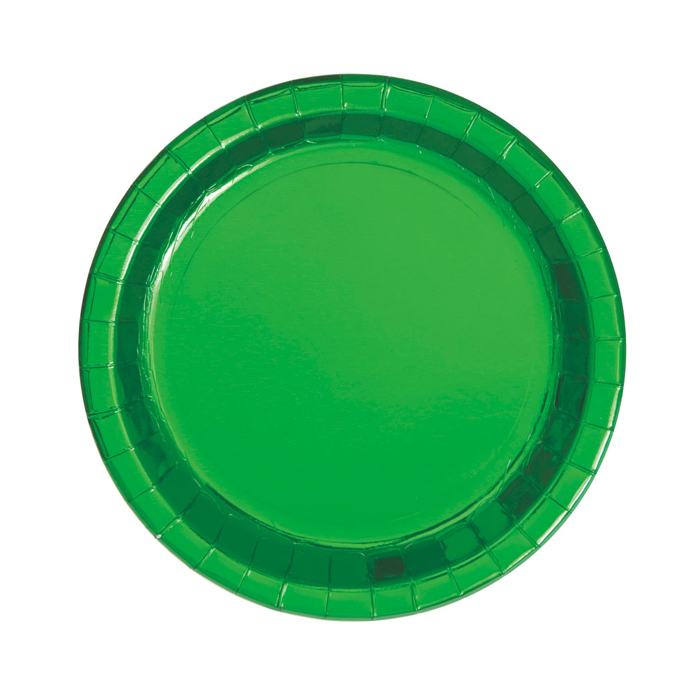 Platos de Papel Verde Metalizado 22 cm 8 ud