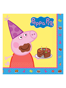 Juego de 16 Servilletas Peppa Pig Cumpleaños