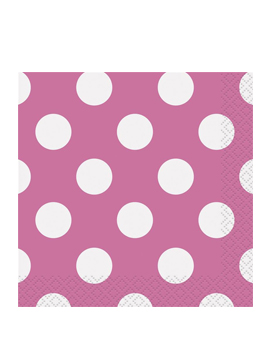 Servilletas Rosas con Lunares Blancos 13 cm