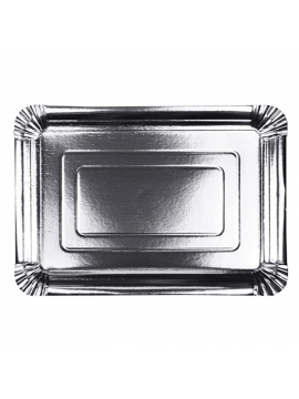 Set 10 Bandejas de Cartón Plata 33 cm x 24 cm