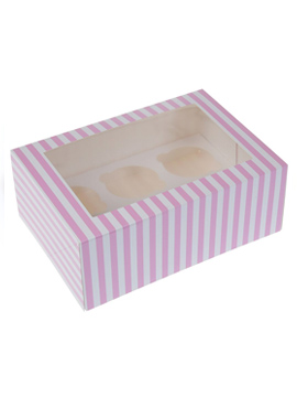 Caja para 6 cupcakes Rosa y Blanca 2 Unidades