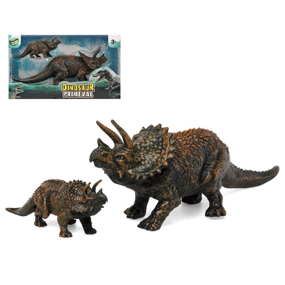 Set 2 Dinosaurios Triceratops Madre y Cría