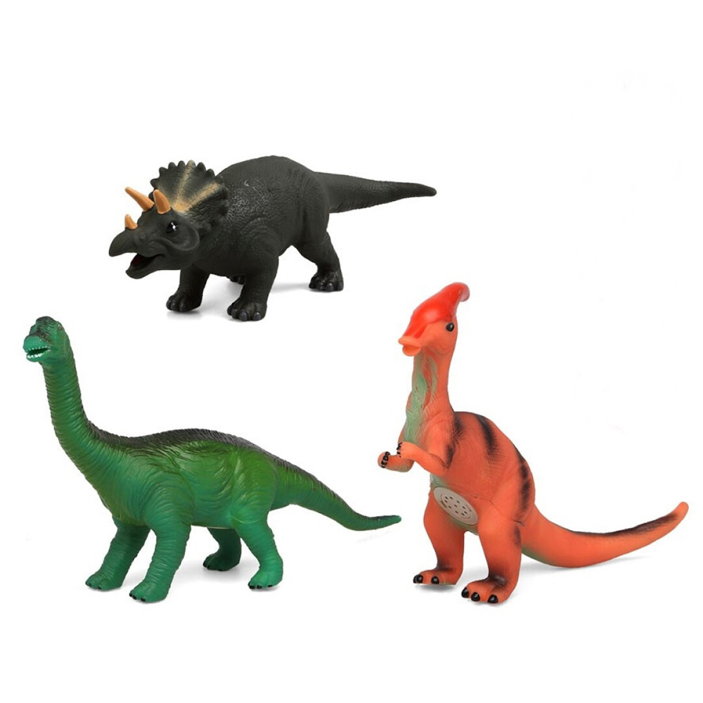 Set 3 Dinosaurios con Sonido Modelo A 36 cm