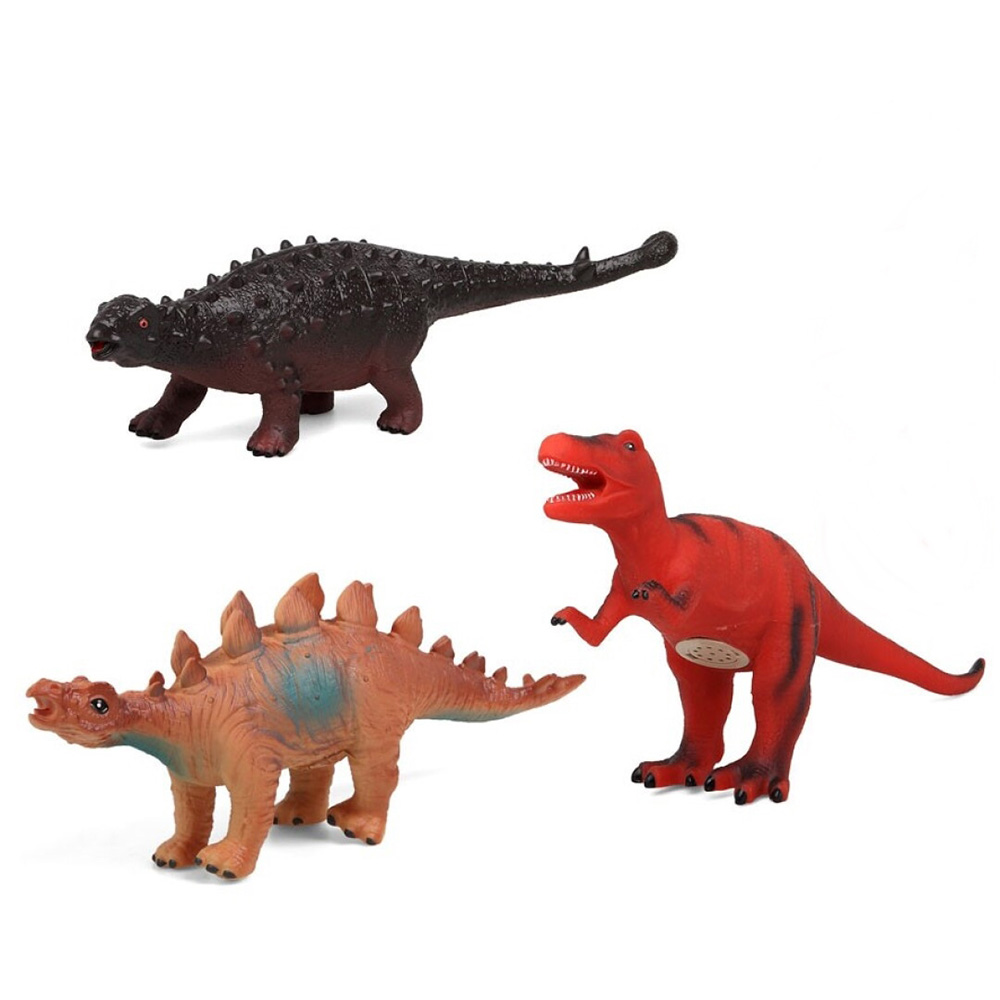 Set 3 Dinosaurios con Sonido Modelo B 35 cm
