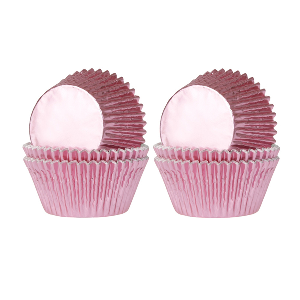 Set 36 mini cápsulas para cupcakes rosa claro brillante