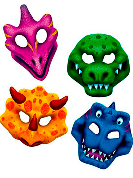 Set 4 Máscaras Dinosaurios