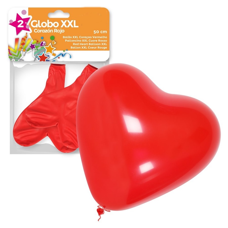 Helio 50 + Bouquet globos corazón rojos de foil - Globofiesta