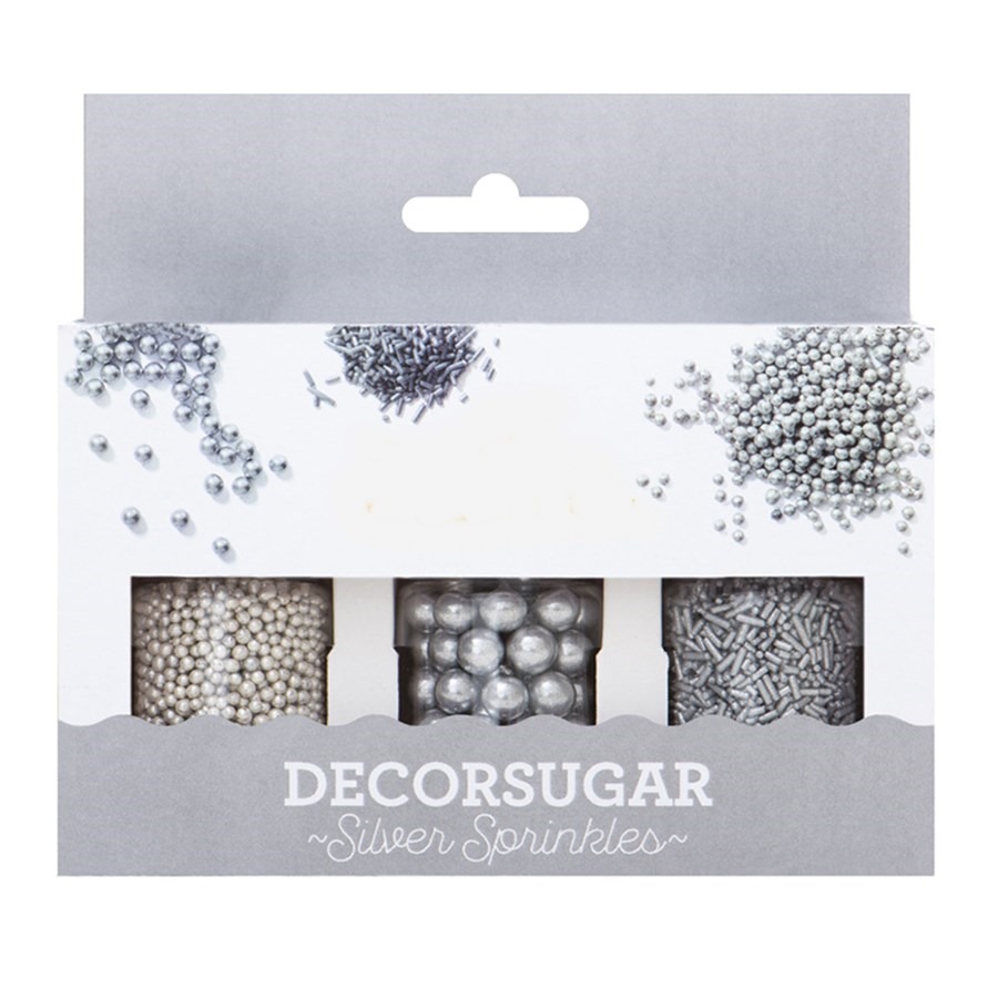 Set de 3 Decoraciones de Azúcar Plata