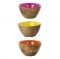 Set de 3 mini bowls de madera en 3 colores diferentes