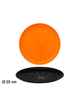 Set de 4 Platos Halloween Naranja y Negro