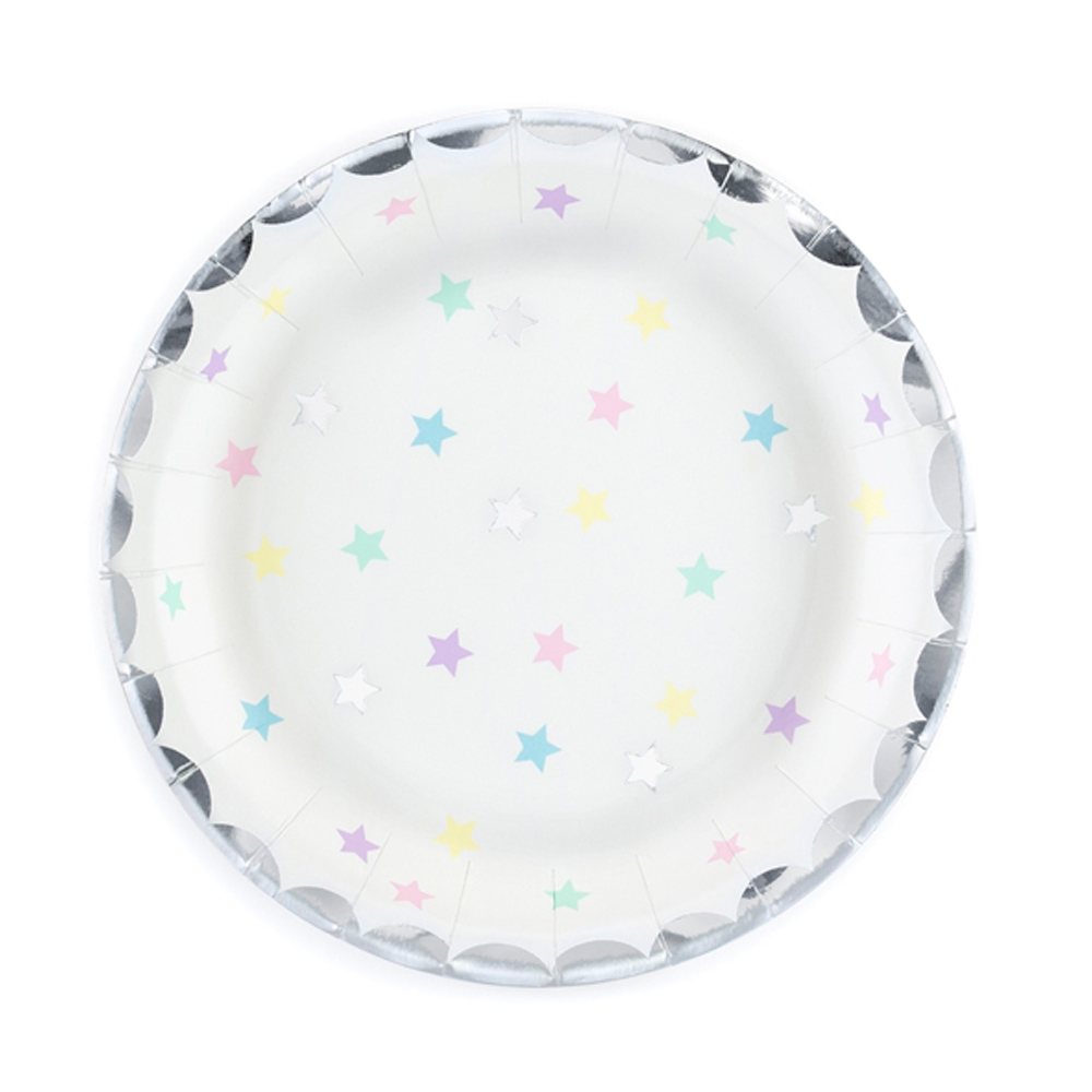 Set de 6 platos con estrellas de colores de 18 cm