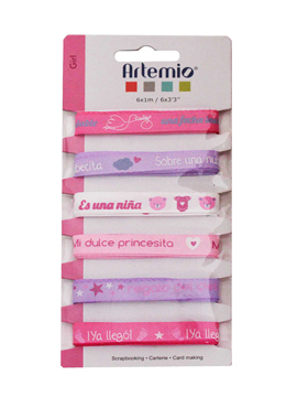 Set de 6 cintas de bebé rosa con 6 diseños diferentes de 1 metro