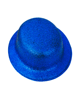 Sombrero Bombín Azul Escarchado 26cm