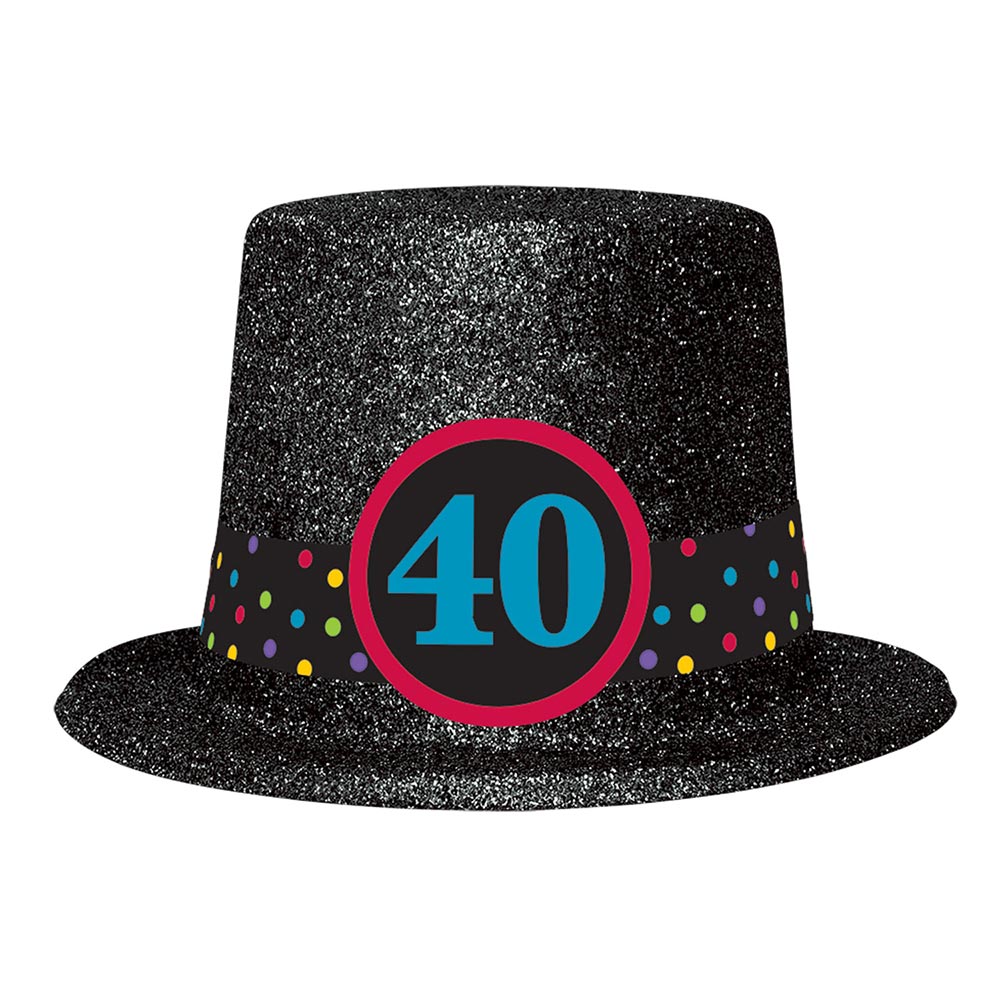 Sombrero de copa de 40 cumpleaños brillante