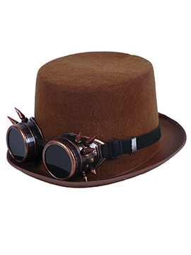 Sombrero Marrón con Gafas Steampunk