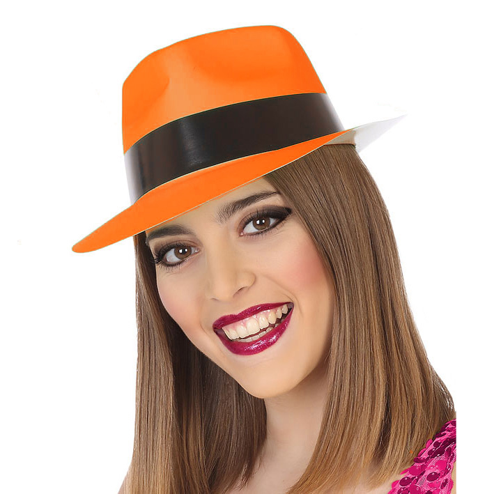 ≫ Sombrero Plástico Naranja Neon - ⭐ Miles de Fiestas ⭐
