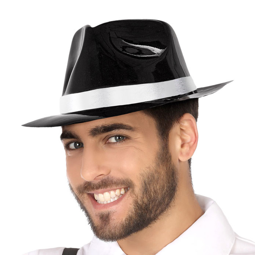 Sombrero Plástico Negro Gánster