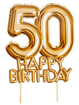 Topper para Tartas 50 Cumpleaños Oro
