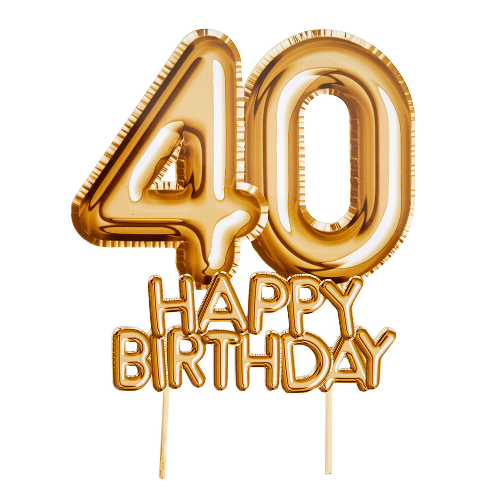 ▷ Topper para Tartas 40 Cumpleaños Oro - Envíos 24 horas ✓