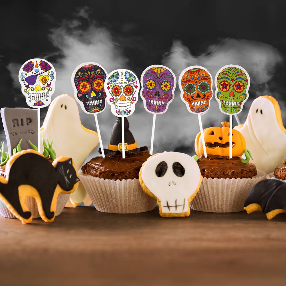 Toppers para Dulces Calavera Halloween 16 ud