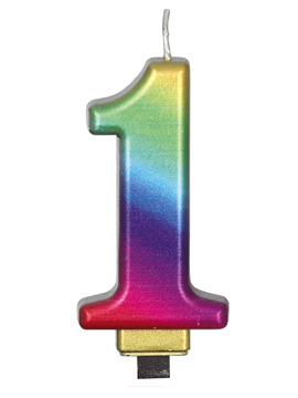 Vela Número 1 Rainbow 7 cm