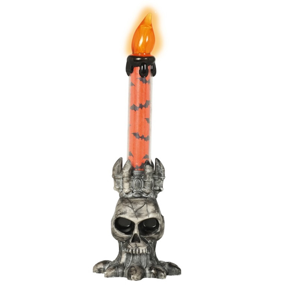 Vela Calavera con Luz Led Naranja 22 cm