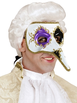 Máscara Veneciana con Pico en Negro y Violeta